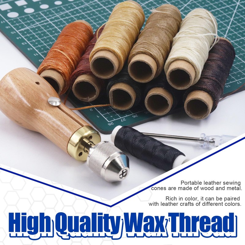 Glarks 15Pcs Sewing Awl Kit Portable Leather Stitching Repair Stitch