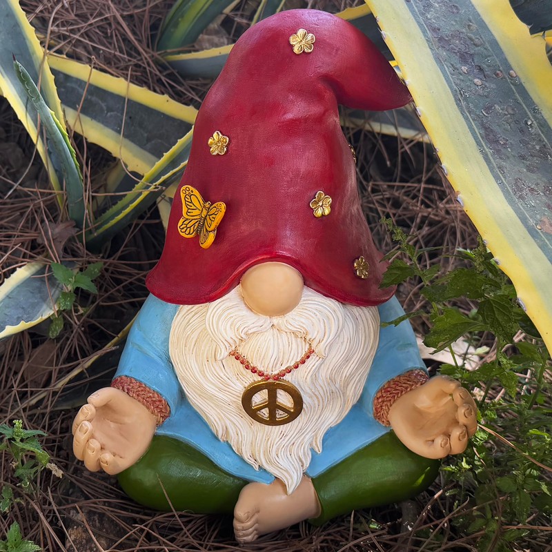 Mood Lab Garden Gnome - Funny Zen Hippie Gnome Figurine
