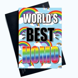 Funny Gay Cards Lesbian Card World's Best Homo Friend Colleague Bestie PC1022