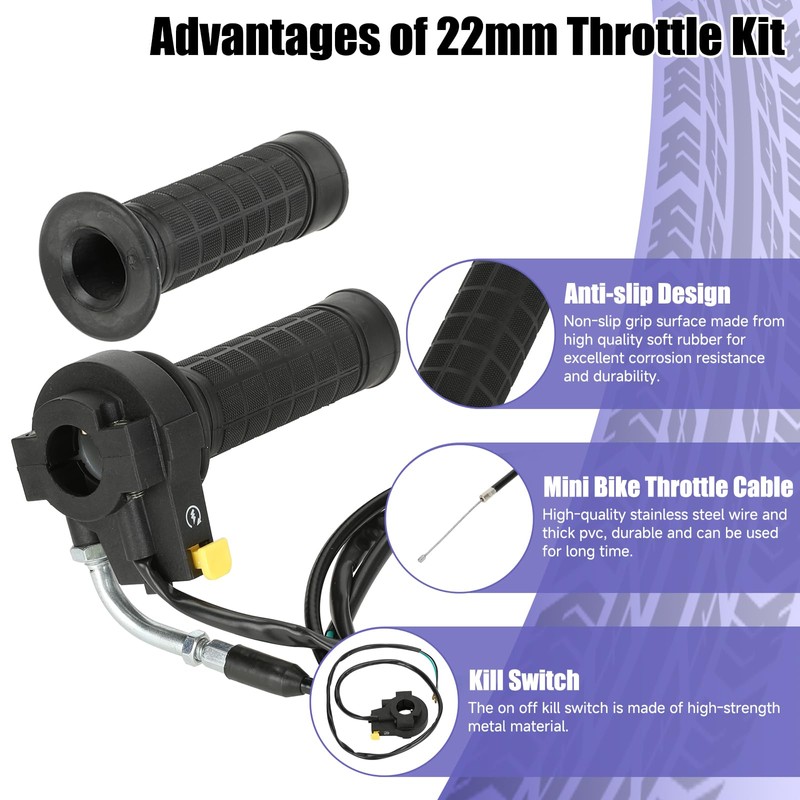 CILOYU Motorized Bike Throttle Cable Handle Grip Assembly Clutch Lever