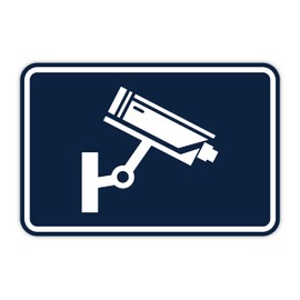 Signs ByLITA Classic Framed Video Camera Graphic Surveillance Sign (Navy Blue/White) - Large