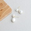 Handmade Freshwater Cultured White Baroque Pearl Dangling Drop Earrings for