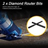 2Pcs Diamond Router Bits Black Brazed Straight Shank for Quartz
