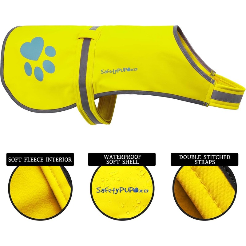 SafetyPUP XD Soft-Shell Reflective Dog Vest. Hi Visibility Waterproof Jacket