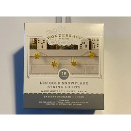 Wondershop at Target LED Gold Snowflake String Lights Warm White 7' Lighted Length Battery Timer NIB