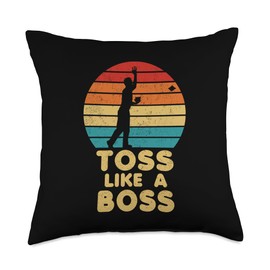 Cornhole Vibes Like A Boss Cornhole Bean Bag Toss Player Retro Style Throw Pillow, 18x18, Multicolor