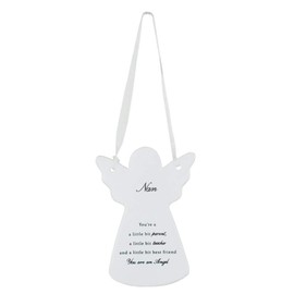 HOX Guardian Angel Nan, Wall Hanging Ribbon, Meaningful Plaque Keepsake, for House Warming, Christmas, New Year-Ceramic, See description, One Size