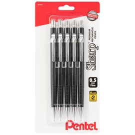 Pentel Sharp Mechanical Pencil 0.5 mm - Black - Pack of 5