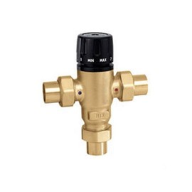 Caleffi 521509A 3-Way Thermostatic Mixing Valve, Low-Lead Brass 3/4" Sweat