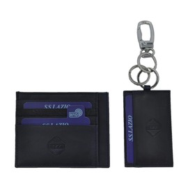 SS LAZIO Men's 100% Leather Credit Card Holder and Key Ring Set-Lazio 173446, Blue, Standard