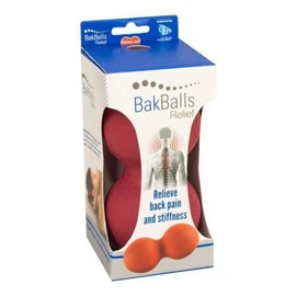 BakBalls - Relieve Back Pain & Stiff Neck - One Piece Rubber Device - Portable & Easy to Use at Home/Office/Car - Red