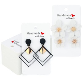 G2PLUS Pack of 200 Earrings Display Cards, 5 x 9 cm Earrings Display Cards, White Earrings Cards, Hanging Earring Cards for DIY Stud Earrings and Earrings