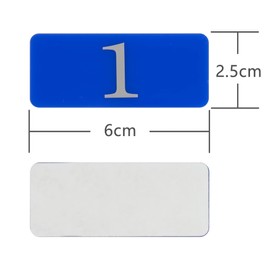Rectangle Plastic Numbered Room Number Table Number Sticker (1-25, Blue)