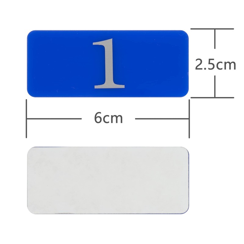 Rectangle Plastic Numbered Room Number Table Number Sticker (1-25, Blue)