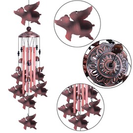Fly Pigs Wind Chimes Outdoor Decor - with 4 Tubes 7 Pigs Wind Chime, Mobile Romantic Flying Pigs Wind Catcher, Garden Pigs Windchimes for Home, Mom Gifts, Balcony, Tree, Festival, Garden Decoration