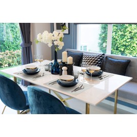 More Décor Dining Table Placemats, Washable Heat-Resistant PVC Vinyl Table Mats for Dining Room and Kitchen, Anti-Slip Set of 4 or 6 (Ivory, 8)