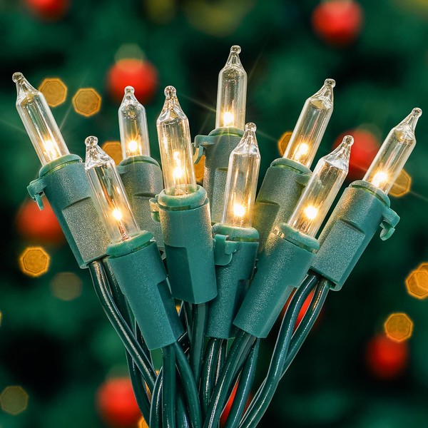 YOUNGAR Christmas Lights, Clear Outdoor Lights,2 Pack 23FT 100 Green