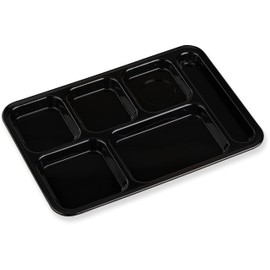 Carlisle FoodService Products Right-Hand 6-Compartment Tray, 10" x 14", Black, (Pack of 24)