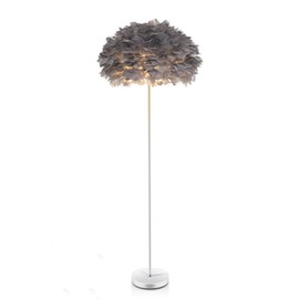 YLTLINK Feather Floor Lamp,Grey Floor Lamp for Bedroom,Unique Floorlamp Home Office Decor,Tall Lamps for Living Room,Goose Feather Lampshade,Modern Standing Lamps for Dinningroom,Corner,Behind Couch