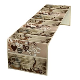 Houselerax Coffee Theme Table Runner，Coffee Time Country Rustic Farmhouse Kitchen Dining Table Decoration for Home Party Decor 13x36 in