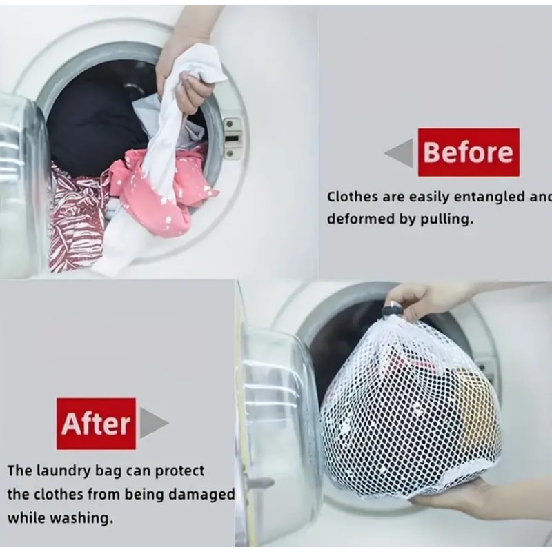 Drawstring Mesh Laundry Bag, 79x 68cm Durable Laundry Net Washing