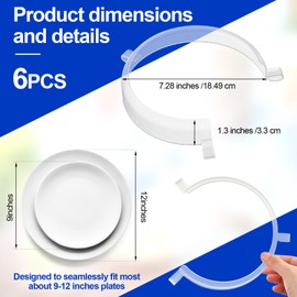 Landical 6 Pcs Plate Guard for Eating Spill Proof Food Guard One Handed Adaptive Equipment for Elderly Disabled Handicapped Parkinson Scooping Food, Fits Most 9" to 12" Plates(Transparent)