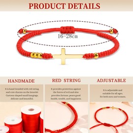 MANVEN Lucky Bracelet Women's Protective Bracelet Lucky Tibetan Bracelet Red Kabbalah Hand Knitted Amulet Gifts for Children Mum Daughter Sonh Friendship Friends Couple, Stainless Steel, No gemstone