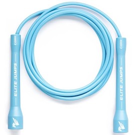 Elite Jumps Core 5mm, PVC Adjustable Skipping Rope, Sky Blue, 10 ft | Durable 5mm PVC speed rope. Unbreakable handles. For fitness, boxing and kids. A
