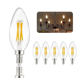 Depuley LED Light Bulbs E12: Candelabra Light Bulb 4W Candle Bulb Equivalent 40W Incandescent - Edison Vintage Bulbs Warmlight 2700K C35 Bulbs 500 LM 80+CRI Non-Dimmable 6-Pack