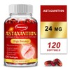 Astaxanthin 24mg Capsules - Powerful Antioxidant - Contains Ashwagandha Root Extract, 3 Count, 60 Tablets / 아스타잔틴 24mg 캡슐 - 강력한 항산화제 - 아슈와간다 뿌리 추출물 함유, 3개, 60정