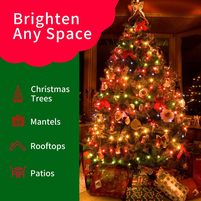 TWINGLEHOME 50LED C6 Lights,Green Wire,Waterproof Battery Case,Multi Functions,Timer,Multi