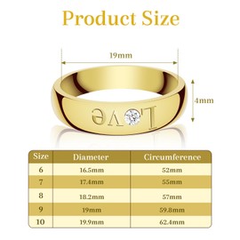 4mm love Wedding Band Ring for Men Women ,18K Gold Plated rings for women,friendship birthday gifts for women,stainless steel rings, jewelry rings,women's rings,cubic zirconia ring,Promise Ring (7)