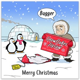 Twizler Funny Christmas Card Eskimo Jigsaw - Merry Christmas Cards Funny - Xmas Card - Mens Christmas Card for Him Husband Dad Son - Womens Christmas Card for Her Wife Mum Daughter