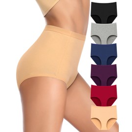 Annenmy High Waisted Womens Underwear Cotton Underwear Full Coverage Briefs Stretch Breathable Ladies Panties Postpartum Briefs 6 Pack XL