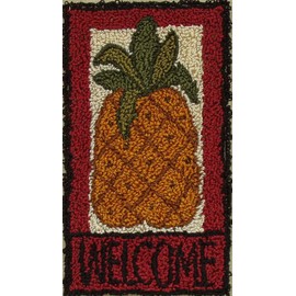 Pineapple Punch Needle Kit by Rachel's of Greenfield, Needlepoint Kits for Adults, Punch Needle Kits, Embroidery Kits for Adults, Finished Size 2 5/8" x 4 5/8", Instructions and Materials Included