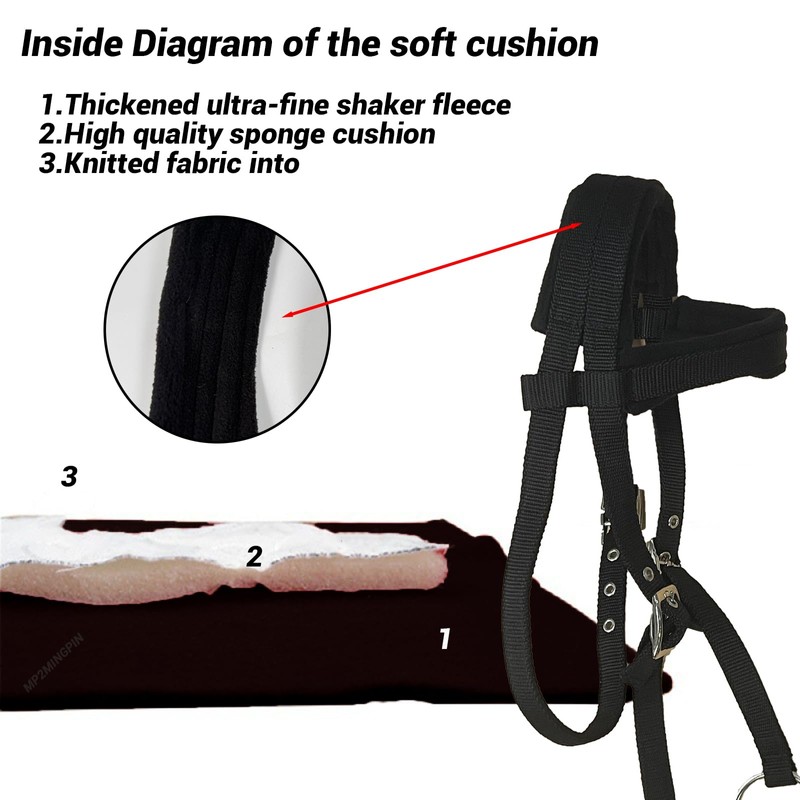 MP2MINGPIN Reinforced Horse Reins and Bridle(Foam Padding) Adjustable PP Webbing