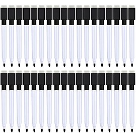 Magnetic Dry Erase Markers Whiteboard Erase Marker with Erasers Cap for School and Office, Black (36 Pieces)
