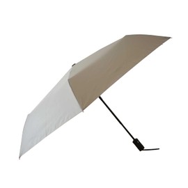 Komiya Shoten Automatic Open and Close 60cm Safety Folding Umbrella, Men's, Women's, Large, Windproof Rib, Solid Color, beige, (greige)
