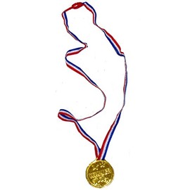 Henbrandt 12x Gold Winner Medals with Striped Cord for School Sports Day Party Prizes Kids Loot Bag Fillers Classroom Rewards Lucky Dip Prizes Party Favours for Boys and Girls