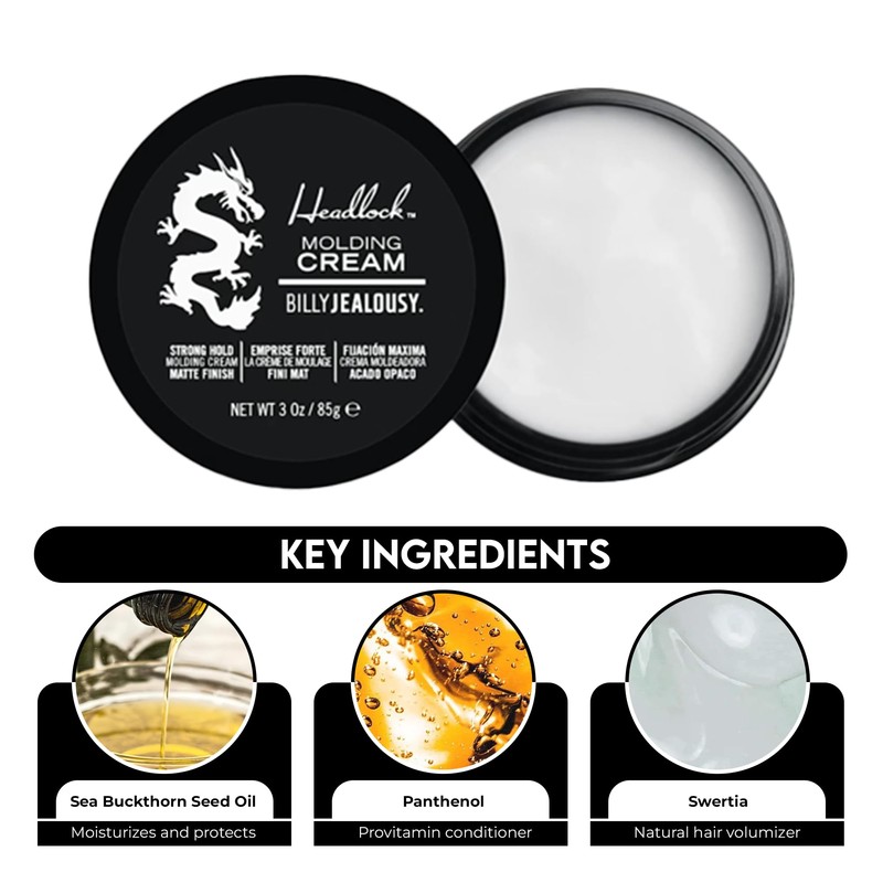 Billy Jealousy Headlock Hair Molding Cream, Hair Styling Cream for