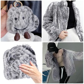 2 x 50 g Grey Faux Fur Yarn, Hand Knitting Yarn, Plush Yarn, Crochet Yarn, Wool for Crocheting, Hand Knitting Yarn, Cotton Yarn for Crochet and Crafts, Easy Care, High-Quality Quick Knitting Yarn