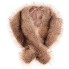 Futrzane Classic Shawl - Faux Fur Stoles Wraps for Women - Large Fake Fur Scarf (Gold Classic)