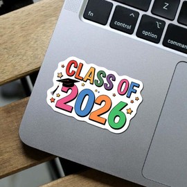 (Set of 10) Senior 2026 Stickers Class of 2026 Graduation Vinyl Decals for Teen Girls Students School Supplies Gift Cute Aesthetic Groovy Floral Disco Cap Globe Theme 3 Inches