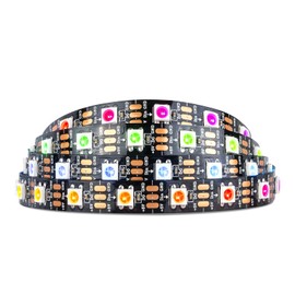 SEZO WS2812B Eco LED Strip 1 m 60 LEDs DC5 V Individually Addressable SMD5050 Dream Colour Light Strip Alloy Wires IP30 Non-Waterproof PCB Black for Interior Decoration DIY Projects (WS2812E)