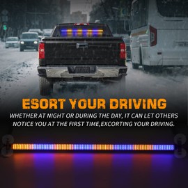 XRIDONSEN 35 inch Traffic Advisor Light Bar 144 LED Blue Amber strobe lights Emergency Warning Flashing Safety Interior Windshield w/Directional Arrow for Vehicles Snow plow Trucks