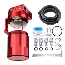 EVIL ENERGY Oil Catch Can, 300ML Universal Baffled Catch Can Kit with 5FT 3/8 Inch Hose, Aluminum Air Oil Separator Upgraded Internal Filter