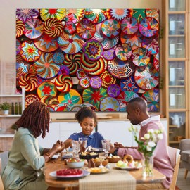 Sensfun African Ethiopian Floral Pattern Photography Backdrop Traditional Habesha Colorful Basket Wall Art Decor Background for Birthday Baby Shower Wedding Party Decorations Portrait Photo Prop 7x5ft