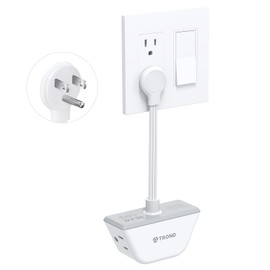 TROND Flat Outlet Extender with 6 Inch Cord - 3 Way Angled Plug Extension Outlet Adapter, Cruise Ship Essentials, Small Multiple Plug Splitter for Home Office Travel, White