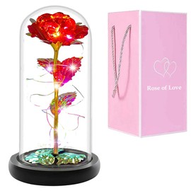 AUSAYE Mothers Day Rose Gifts for Mom Birthday Gifts for Women,Mom Gifts for Mother Day from Daughter Galaxy Glass Red Flowers Rose Gifts for Sister,Grandma,Her,Wife,Anniversary,Wedding