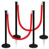4 Pack Stanchions Post with Velvet Rope, Crowd Control Stanchions,
